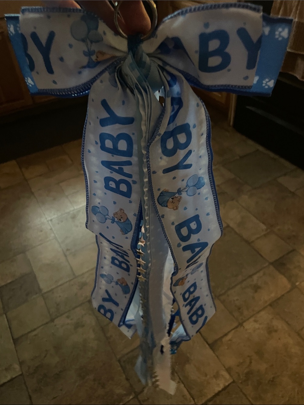 Blue "BABY" Ribbon Hair Bow